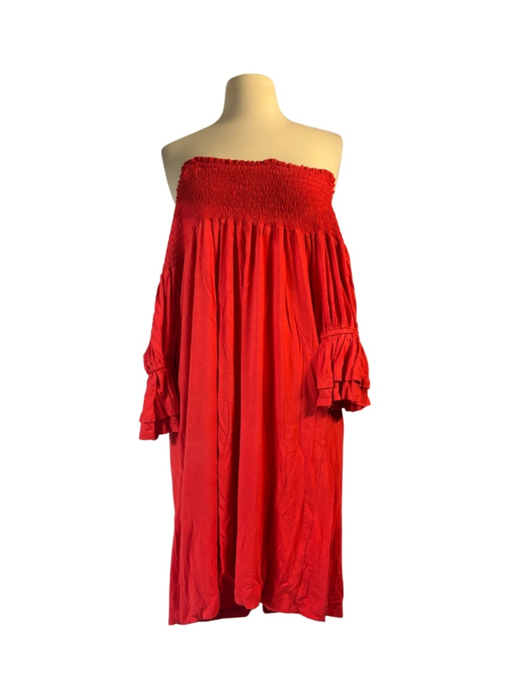 Red off the shoulder dress